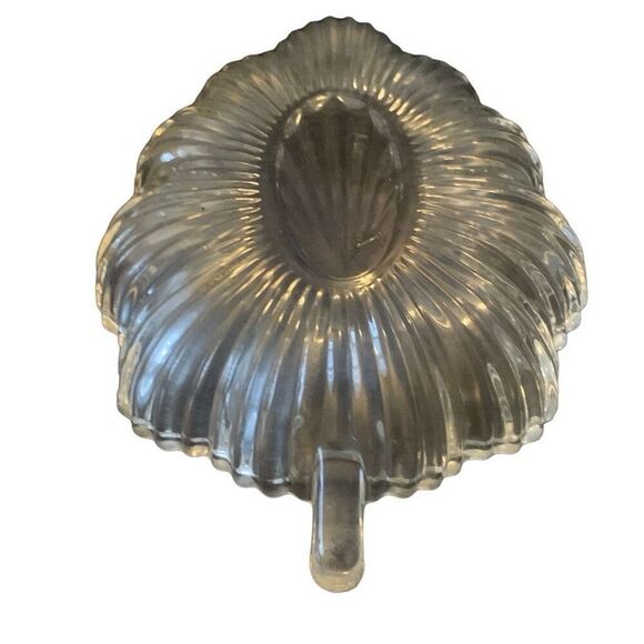 Vintage Federal Glass Lot of 2 Leaf Dish Ribbed Clear Crystal Classic Style - Picture 6 of 11